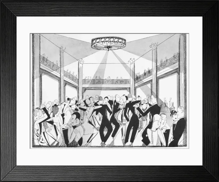 Framed Print : Sketch by Fish showing dancing at the Kit-Cat Club, London Framed Print : Sketch by Fish showing dancing at the Kit-Cat Club, London