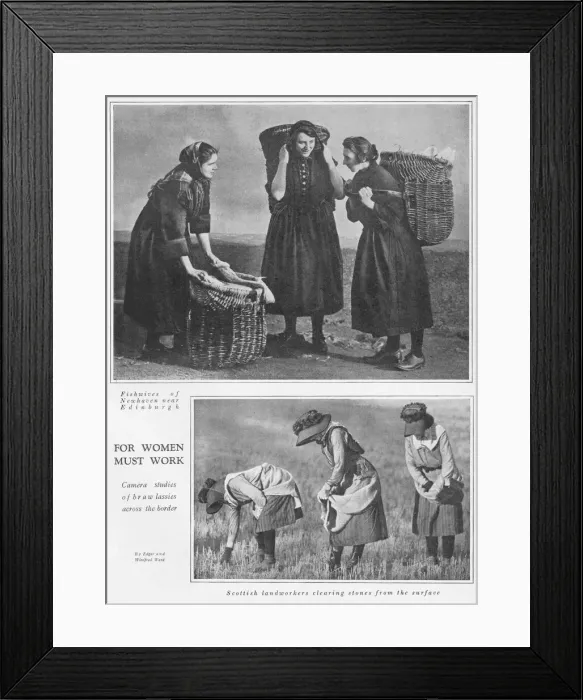 Framed Print : Two camera studies of women at work in Scotland, 1926 Framed Print : Two camera studies of women at work in Scotland, 1926