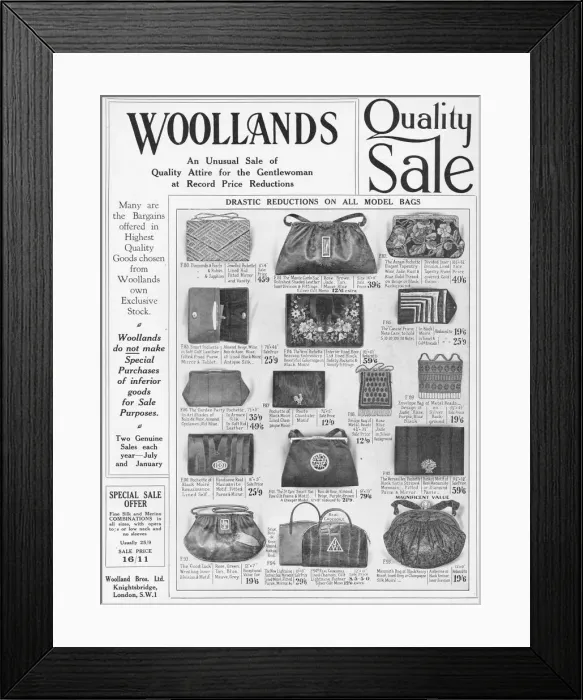 Framed Print : Advert for womens model bags or handbags Framed Print : Advert for womens model bags or handbags