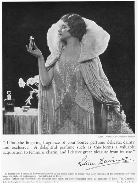 Advert for Soiree perfume as used by Lilan Davies