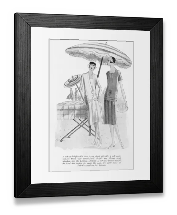 Framed Print : Two summer frocks from Patou for Suzanne Lenglen, Paris Framed Print : Two summer frocks from Patou for Suzanne Lenglen, Paris