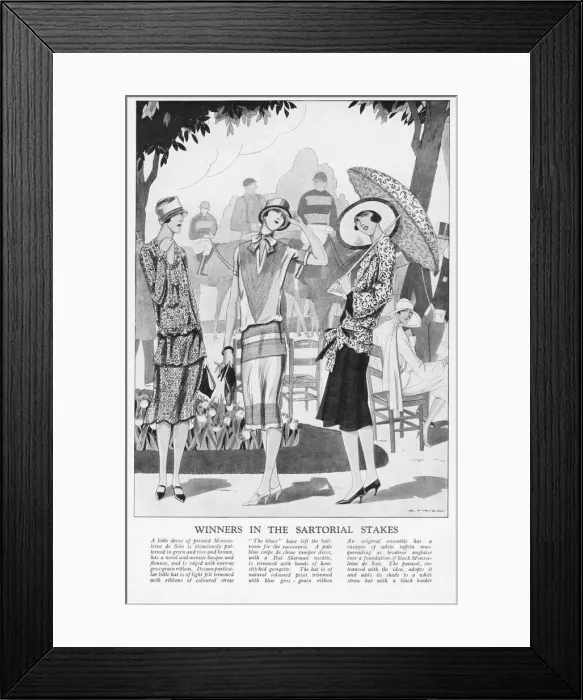 Framed Print : Three summer frocks suitable for a day at the races, Paris Framed Print : Three summer frocks suitable for a day at the races, Paris