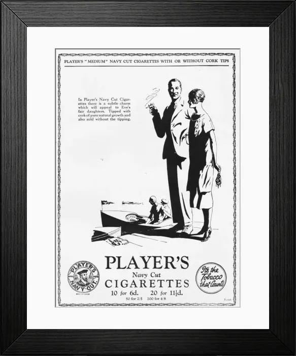 Framed Print : Advert for Players cigarettes, 1926 Framed Print : Advert for Players cigarettes, 1926