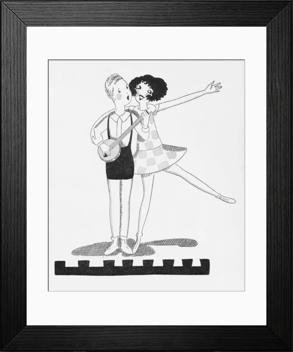 Framed Print : Sketch by Fish of the two Houston sisters - Billy