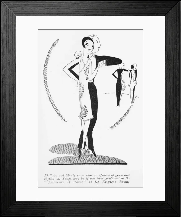 Framed Print : A sketch by Fish showing a couple dancing Framed Print : A sketch by Fish showing a couple dancing