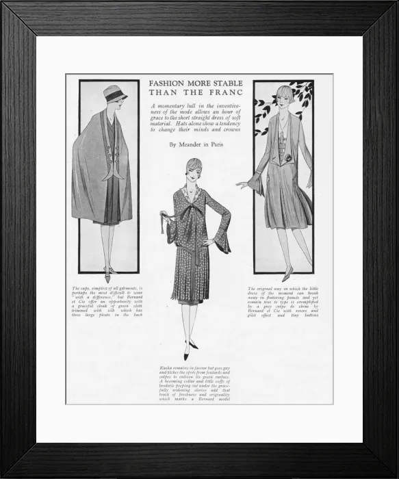 Framed Print : Sketches of three dress offerings from Paris, 1926 Framed Print : Sketches of three dress offerings from Paris, 1926