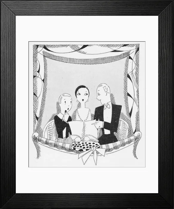 Framed Print : Sketch by Fish of three people in a theatre box Framed Print : Sketch by Fish of three people in a theatre box