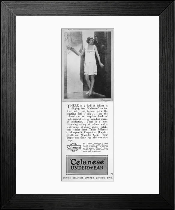 Framed Print : Advert for Celanese underwear, London, 1926 Framed Print : Advert for Celanese underwear, London, 1926