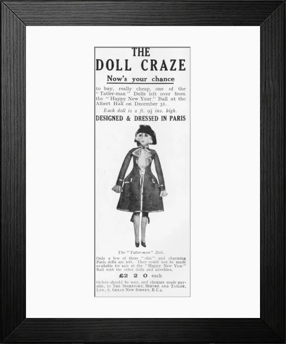 Framed Print : Advert for Tatler Man Dolls, 1926 Framed Print : Advert for Tatler Man Dolls, 1926