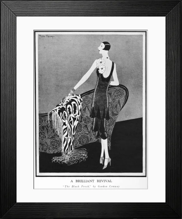 Framed Print : A sketch by Gordon Conway of The Black Frock, London 1926 Framed Print : A sketch by Gordon Conway of The Black Frock, London 1926