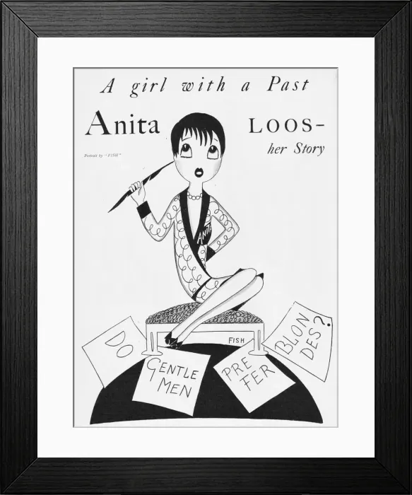 Framed Print : Sketch by Fish of Anita Loos, 1926 Framed Print : Sketch by Fish of Anita Loos, 1926