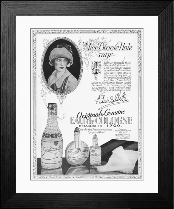 Framed Print : Advert for the Original and Genuine Eau de Cologne, 1926 Framed Print : Advert for the Original and Genuine Eau de Cologne, 1926