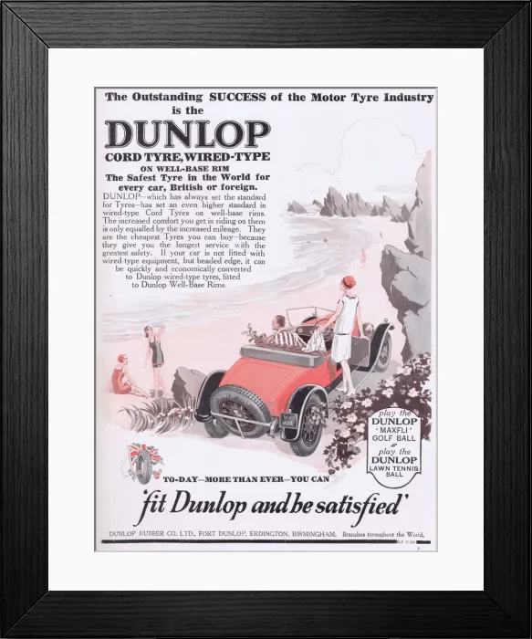 Framed Print : Advert for Dunlop tyres, 1926 Framed Print : Advert for Dunlop tyres, 1926