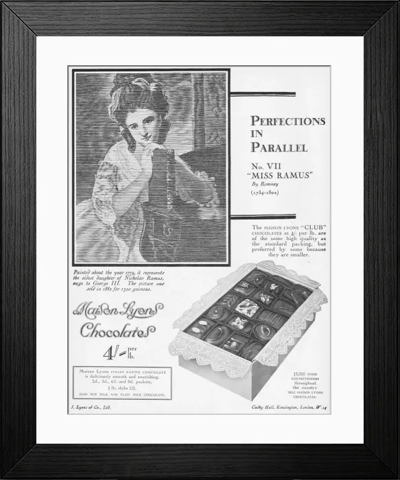 Framed Print : Advert for Maison Lyons chocolate, 1926 Framed Print : Advert for Maison Lyons chocolate, 1926