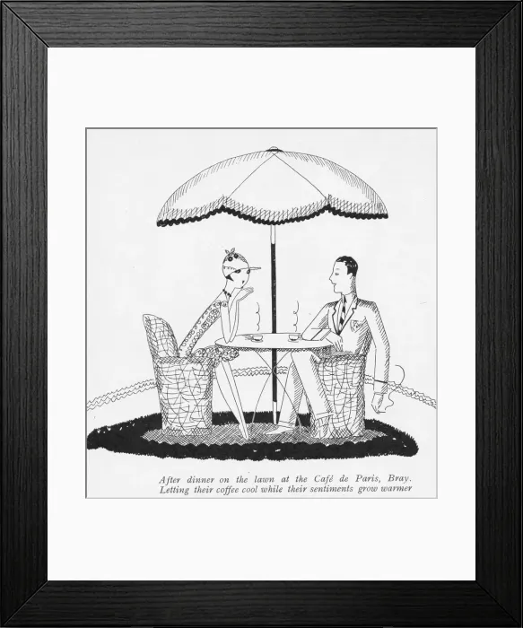 Framed Print : Sketch by Fish of a couple having dinner Framed Print : Sketch by Fish of a couple having dinner