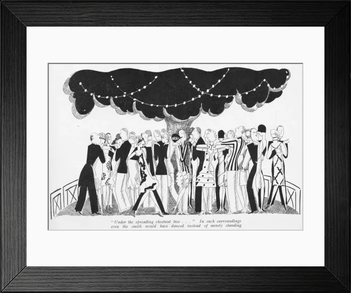 Framed Print : Sketch by Fish of people dancing outdoors under Framed Print : Sketch by Fish of people dancing outdoors under