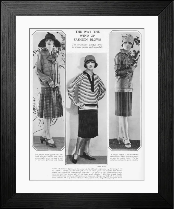 Framed Print : Three examples of the modern jumper dress or suit, 1926 Framed Print : Three examples of the modern jumper dress or suit, 1926