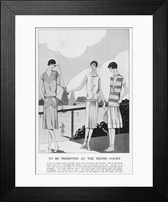 Framed Print : A trio of original tennis frocks, Paris, 1926 Framed Print : A trio of original tennis frocks, Paris, 1926
