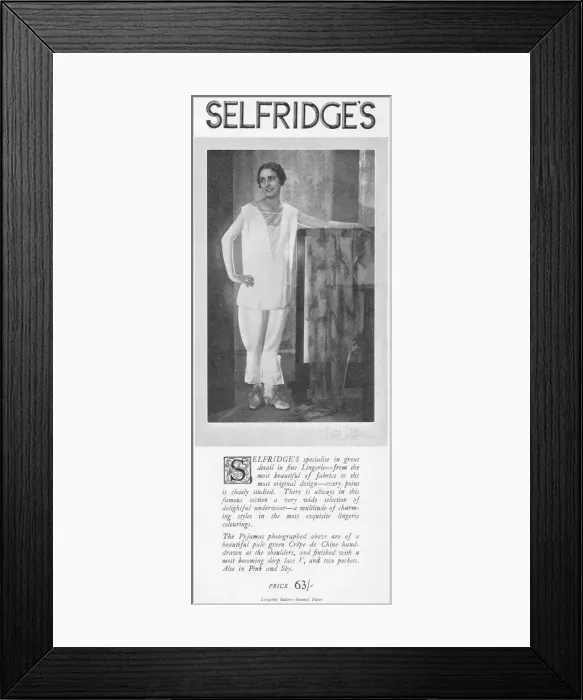 Framed Print : Advert for Selfridges illustrating fine lingerie, London Framed Print : Advert for Selfridges illustrating fine lingerie, London
