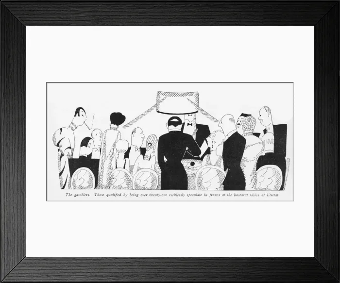Framed Print : Sketch by Fish of gamblers at the casino in Etretat, 1926 Framed Print : Sketch by Fish of gamblers at the casino in Etretat, 1926