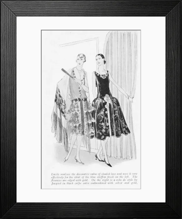 Framed Print : Two gowns from Lucile and Jacquet, Paris, 1926 Framed Print : Two gowns from Lucile and Jacquet, Paris, 1926