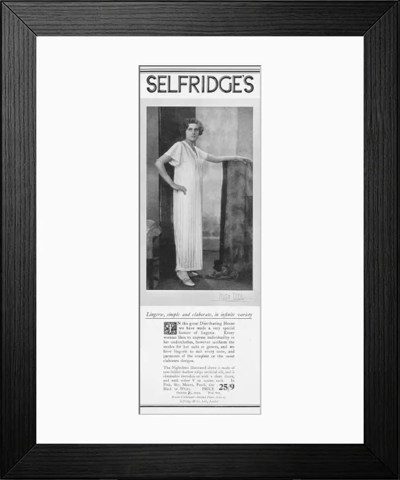 Framed Print : Advert for Selfridges illustrating fine lingerie, London Framed Print : Advert for Selfridges illustrating fine lingerie, London