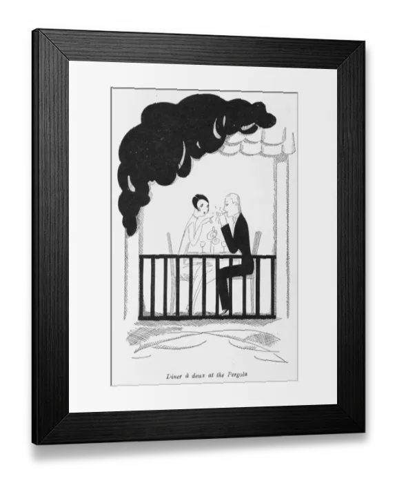 Framed Print : Sketch by Fish of dinner for two in the Casino Framed Print : Sketch by Fish of dinner for two in the Casino