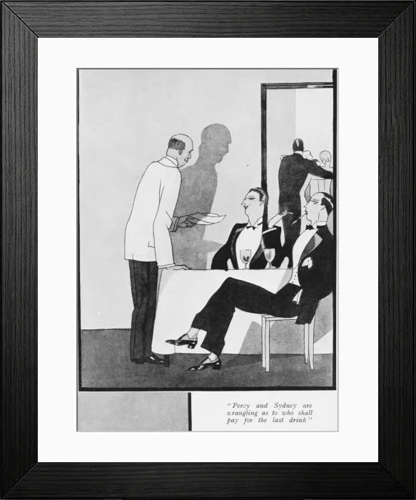 Framed Print : A satrical sketch of a scene in a nightclub, London, 1926 Framed Print : A satrical sketch of a scene in a nightclub, London, 1926