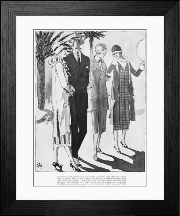 Framed Print : Three suits designed by Souile for the South of France, 1925 Framed Print : Three suits designed by Souile for the South of France, 1925