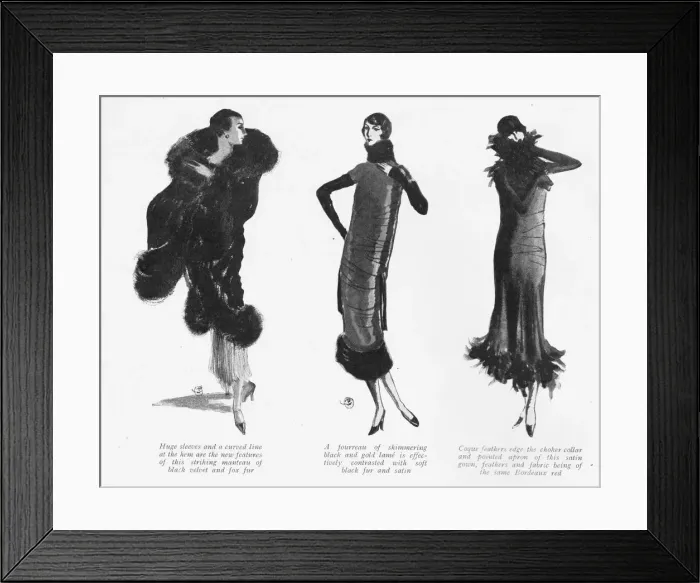 Framed Print : Three dramatic London fashions sketched by Porter Woodruff Framed Print : Three dramatic London fashions sketched by Porter Woodruff