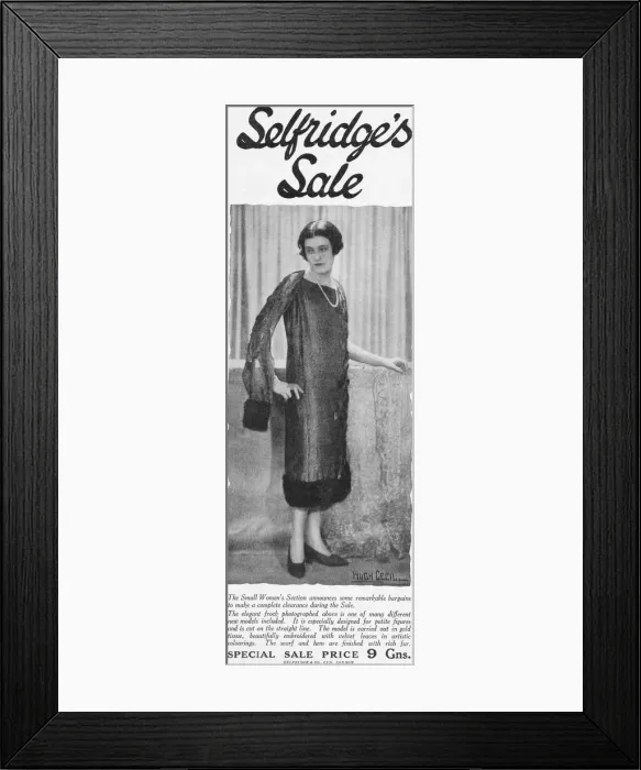 Framed Print : Advert for Selfridges illustrating an elegant Framed Print : Advert for Selfridges illustrating an elegant
