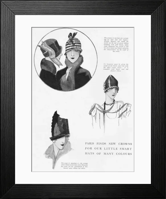 Framed Print : Some new hat styles from Marthe Regnier and Jane Framed Print : Some new hat styles from Marthe Regnier and Jane