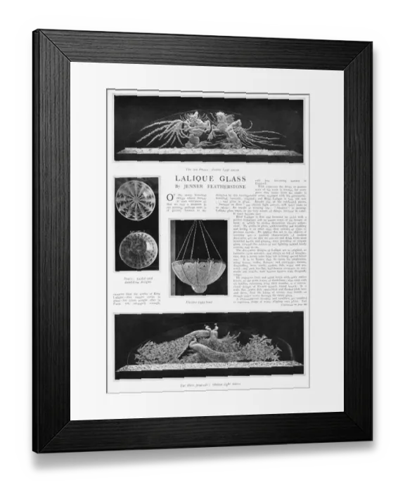 Framed Print : Feature about Lalique glass with four photographs, 1925 Framed Print : Feature about Lalique glass with four photographs, 1925