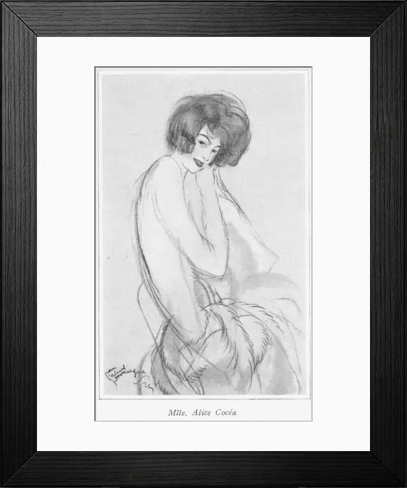 Framed Print : A sketch by Jean Gabriel Domergue of Alice Cocea, Paris Framed Print : A sketch by Jean Gabriel Domergue of Alice Cocea, Paris