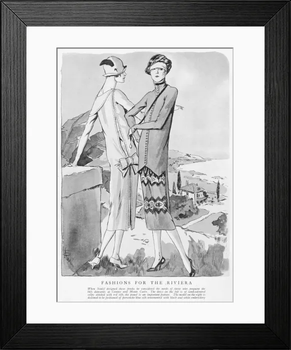 Framed Print : Two outfits designed by Soulie for the Riviera, 1925 Framed Print : Two outfits designed by Soulie for the Riviera, 1925