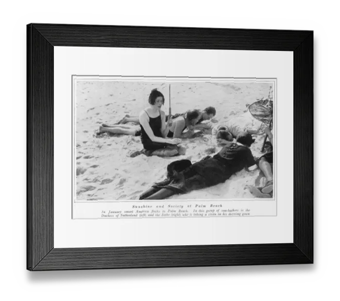 Framed Print : Sunbathers at Palm Beach, Florida including Framed Print : Sunbathers at Palm Beach, Florida including