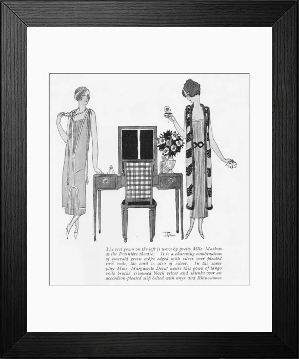 Framed Print : Two gowns worn by actresses at the Poiniere Theatre, Paris Framed Print : Two gowns worn by actresses at the Poiniere Theatre, Paris