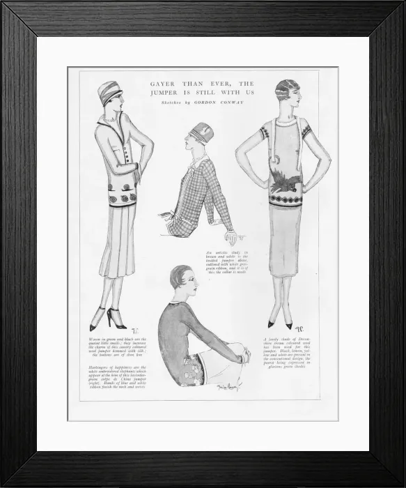 Framed Print : Four jumper suits sketched by Gordon Conway, London, 1925 Framed Print : Four jumper suits sketched by Gordon Conway, London, 1925