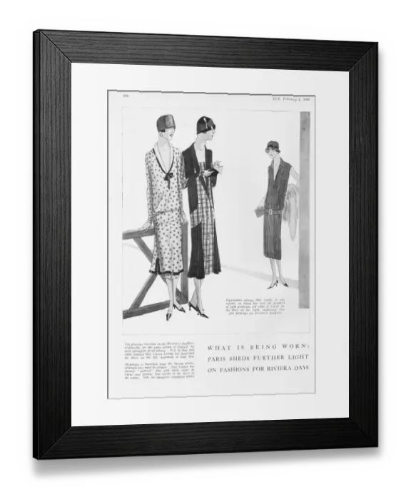 Framed Print : Three Spring Parisian frocks for the Riviera, 1925 Framed Print : Three Spring Parisian frocks for the Riviera, 1925