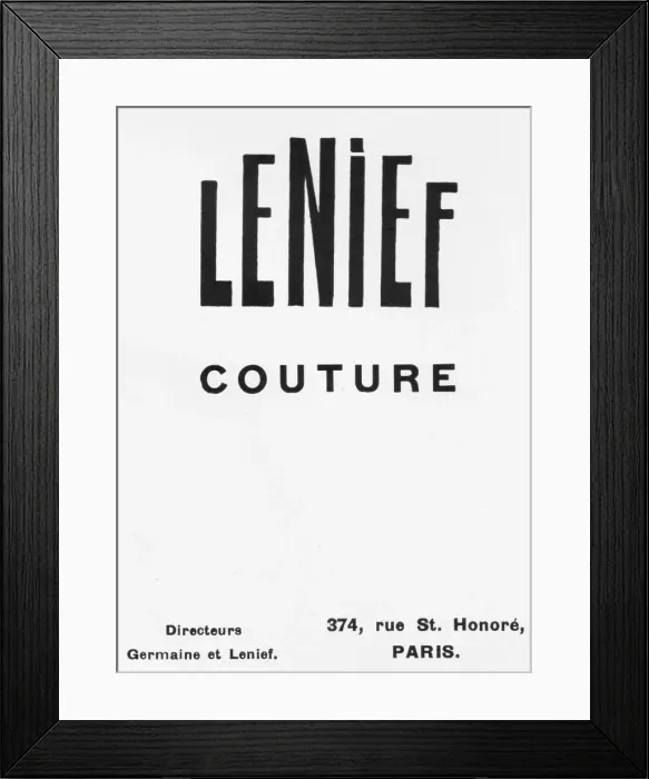 Framed Print : Advert for the Parisian couturier Lenief, Paris, 1925 Framed Print : Advert for the Parisian couturier Lenief, Paris, 1925