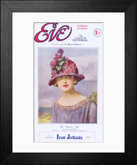 Framed Print : Cover of Eve Magazine, featuring the Beneto Hat Framed Print : Cover of Eve Magazine, featuring the Beneto Hat