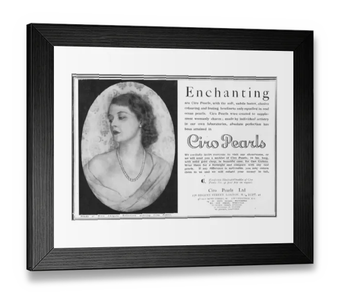 Framed Print : Advert for Ciro Pearls, with portrait of Imogene Robertson Framed Print : Advert for Ciro Pearls, with portrait of Imogene Robertson