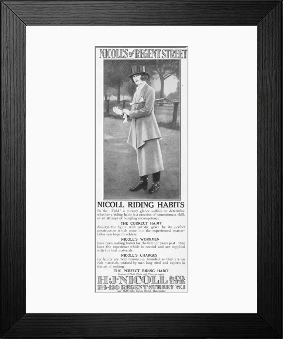 Framed Print : Advert for Nicoll Riding Habits, London, 1925