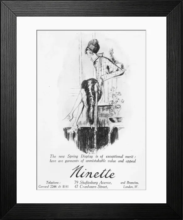 Framed Print : Advert for the London couturier Ninette, 1925 Framed Print : Advert for the London couturier Ninette, 1925