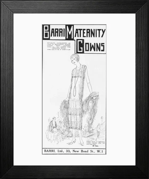 Framed Print : Advert for Barri Maternity Gowns, London, 1925 Framed Print : Advert for Barri Maternity Gowns, London, 1925