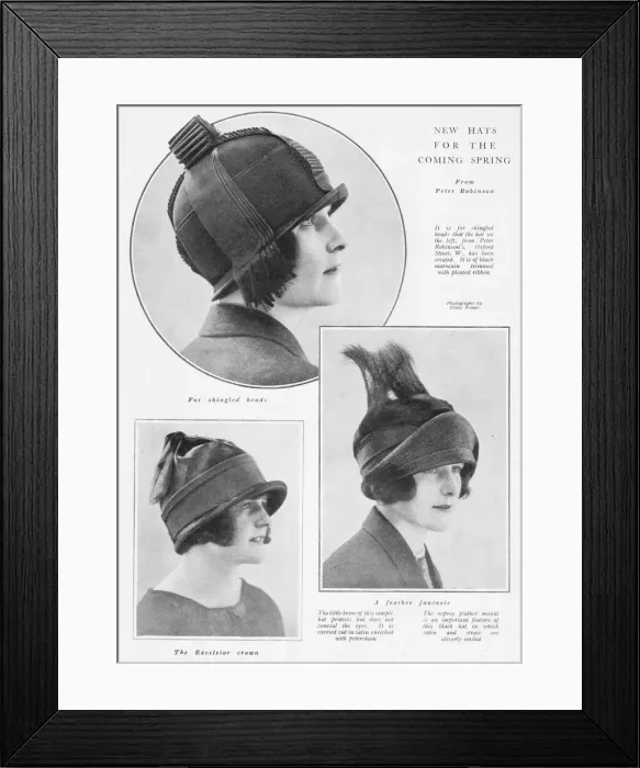 Framed Print : New hats for the coming Spring from Peter Robinson, London Framed Print : New hats for the coming Spring from Peter Robinson, London