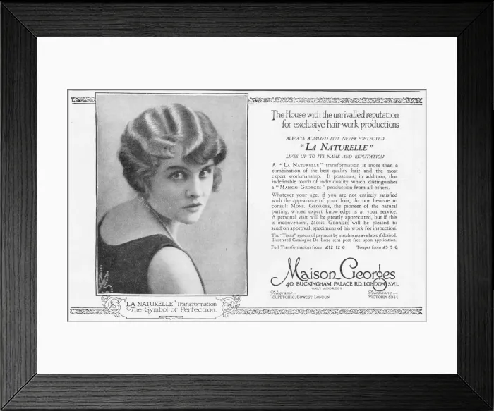 Framed Print : Advert for Maison Georges, hair styling, London, 1925 Framed Print : Advert for Maison Georges, hair styling, London, 1925
