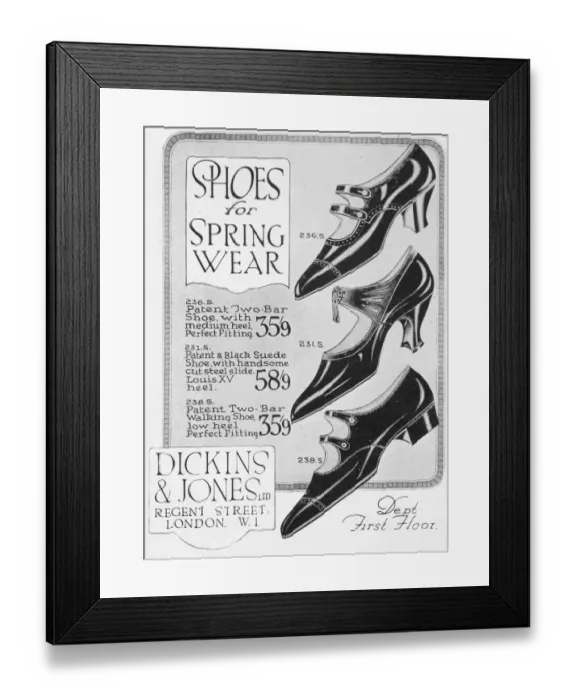 Framed Print : Spring shoe styles from Dickins and Jones, Regent Framed Print : Spring shoe styles from Dickins and Jones, Regent