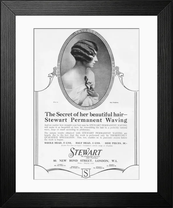Framed Print : Advert for Stewart hair specialists of permanent Framed Print : Advert for Stewart hair specialists of permanent