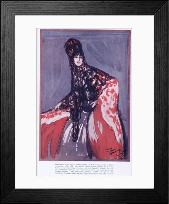 Framed Print : Sketch by Jean Gabriel Domergue of an elegant Framed Print : Sketch by Jean Gabriel Domergue of an elegant